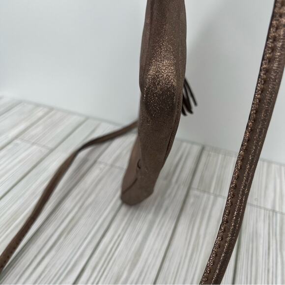 Fossil Erin bag crossbody cow hide rose gold leather zip top purse - Picture 8 of 16